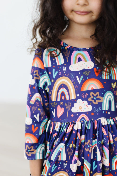 midnight-rainbow-3-4-sleeve-pocket-twirl-dress Mila & Rose - Sophia's Style-2